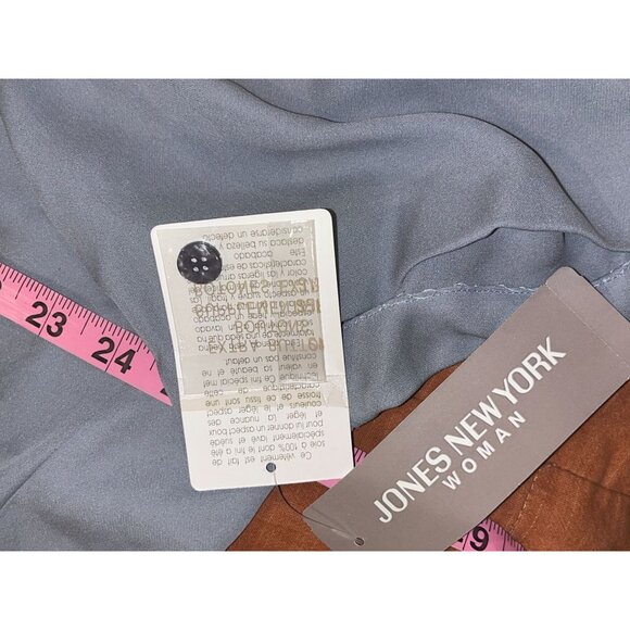 NWT Jones New York Gray Silk Short Sleeve Button-Down Blouse Women's Plus Size 2 - Picture 6 of 8